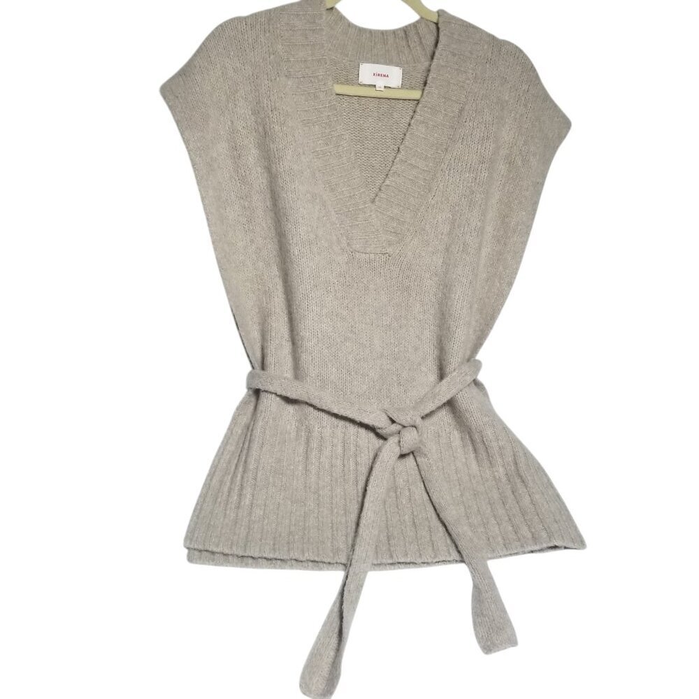 Xirena Margo Wool Cashmere Blend Sweater Tan/Oat Vest Sz XS